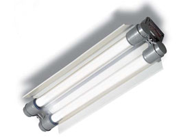 Lighting fixtures for fluorescent tubes with emergency unit (LXB...E)